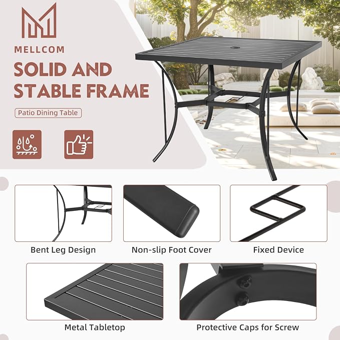MELLCOM 5 Pcs Outdoor Dining Set, 4 Swivel Rocker Chairs - Image 6