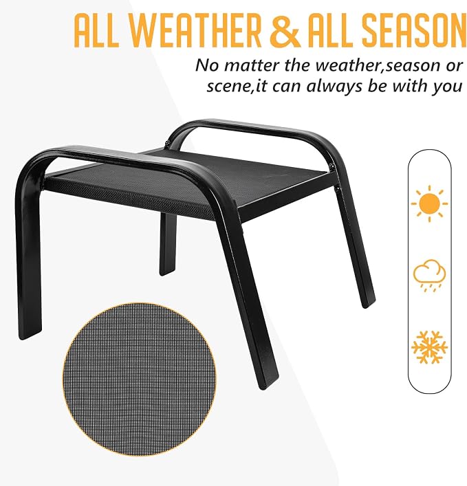 Outddor Patio Ottoman 2 Set All Weather Outdoor Foot Rest Patio Furniture - Image 4