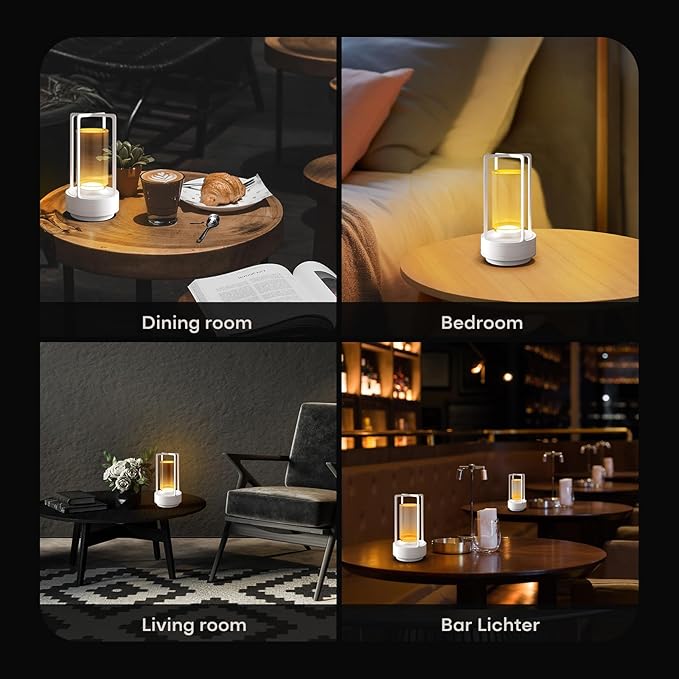 Portable Metal Table Lamp for Indoor/Outdoor, Rechargeable Cordless LED Lamp - Image 4