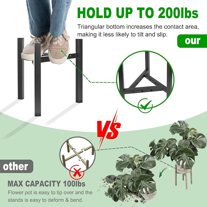 Airpark Plant Stand Indoor Adjustable, Metal Modern Plant Stand, Heavy Duty - Image 9