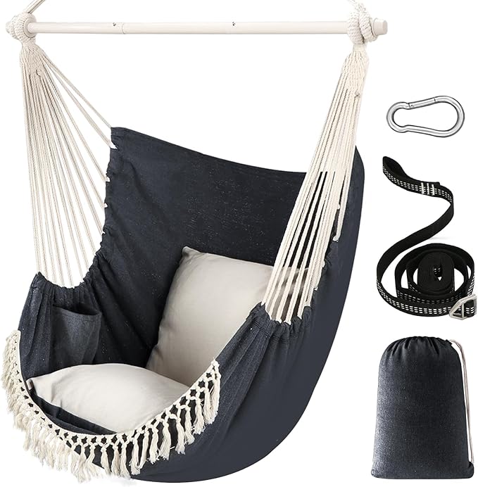 Chihee Hammock Chair Hanging Swing Max 500 Lbs 2 Cushions Included Steel by Chihee