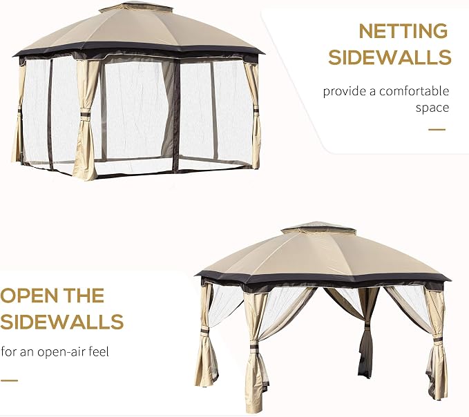 Outsunny 10' x 12' Outdoor Gazebo, Patio Gazebo Canopy Shelter w/Double Vented - Image 4