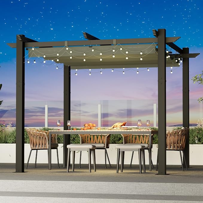 MELLCOM Retractable Pergola 10x10 Ft, Metal Shelter - Image 7