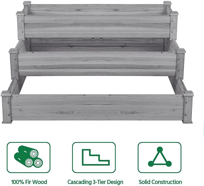Yaheetech 3 Tier 47 x 47 x 22in Raised Garden Bed Horticulture Outdoor Elevated - Image 6