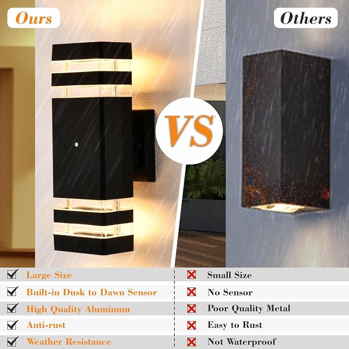 Dusk to Dawn Outdoor Wall Lights, 2 Pack Up and Down Outdoor Lights - Image 4