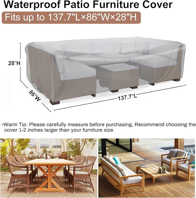 Patio Furniture Set Cover Waterproof, Mrrihand Outdoor Sectional Sofa Set Cover - Image 2