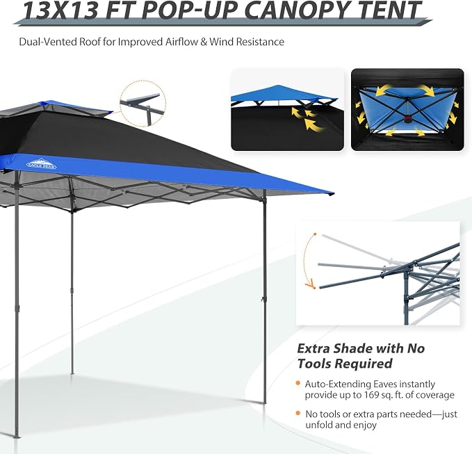 EAGLE PEAK 13x13 Straight Leg Pop Up Canopy Tent Instant Outdoor Canopy Easy - Image 7