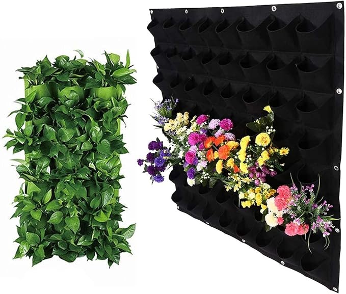 Hanging Planting Grow Bags, 64 Pockets Hanging Vertical Wall Planter Wall by LITLANDSTAR