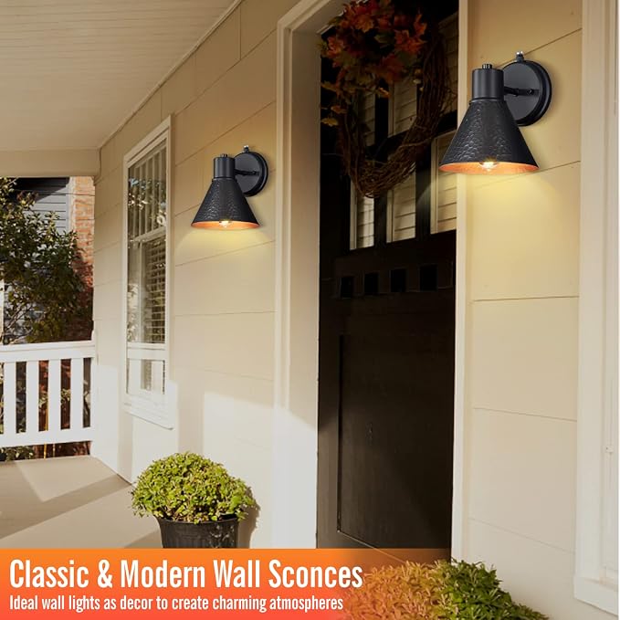 2 Pack Dusk to Dawn Outdoor Wall Sconces, Exterior Farmhouse Barn Light - Image 6