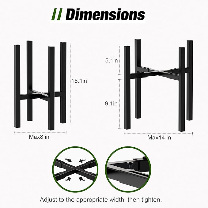 Urban Deco Adjustable Metal Plant Stand Outdoor & Indoor Planter - Image 2