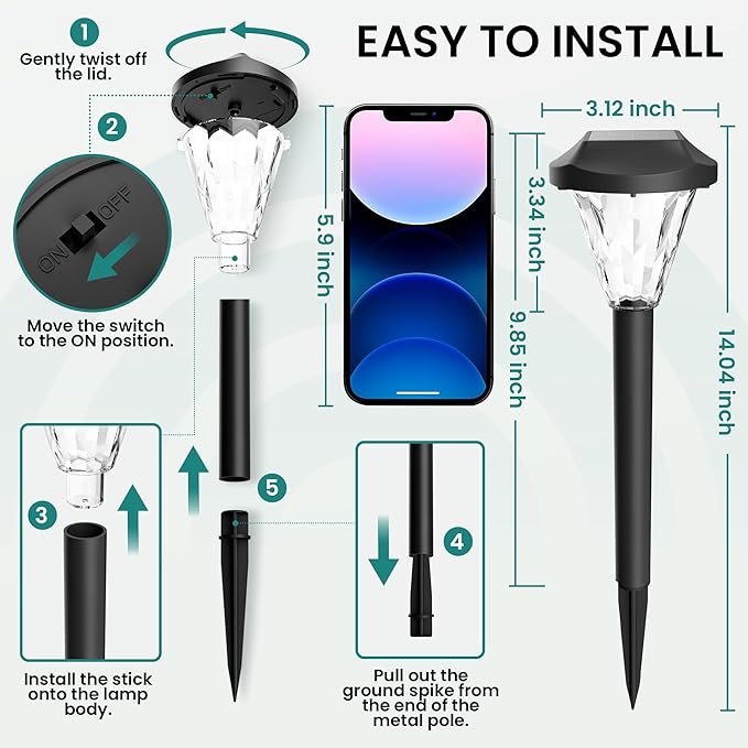 GIGALUMI 10 Pack Solar Lights Outdoor Waterproof, Outdoor Solar Lights - Image 4