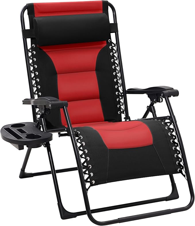 JEAREY Oversized Padded Zero Gravity Chairs, Folding Lounge Chair Outdoor Patio by JEAREYOutdoorsCollection