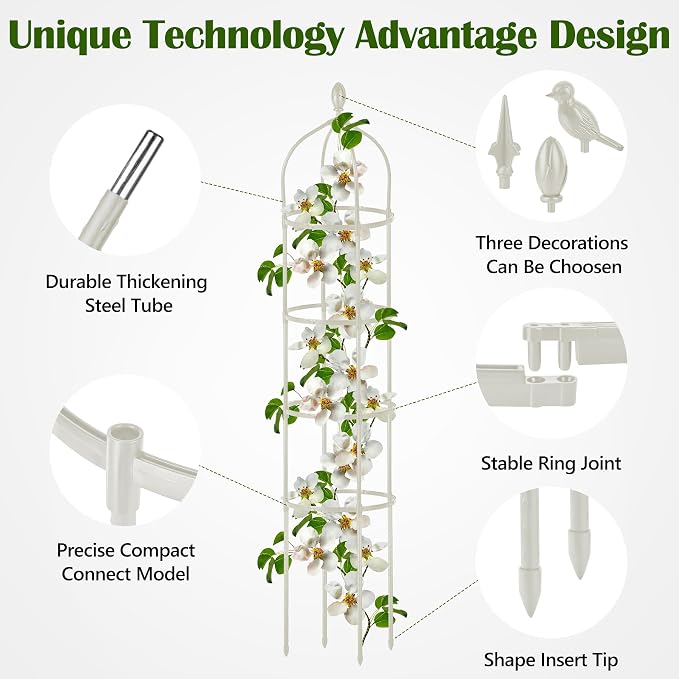2 Pcs Garden Obelisk Trellis for Climbing Plants Outdoor 6 Ft Rose Bush Round - Image 4