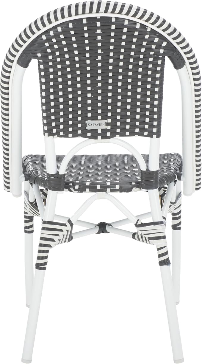 SAFAVIEH Outdoor Collection Torino Grey & White Parisian Bistro Chair Set of 2 - Image 5