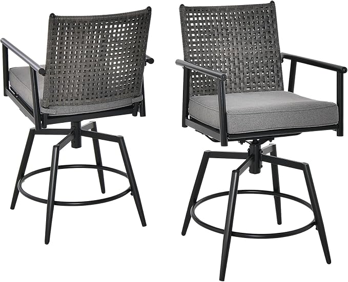 Tangkula Patio Swivel Bar Stools Set of 2, Outdoor Counter Height Bar Chairs - Image 9