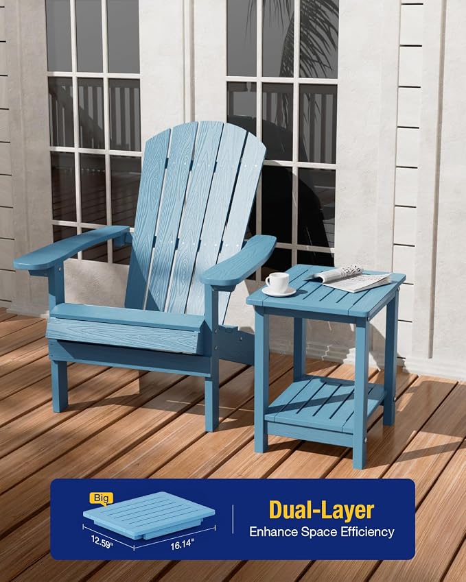 YEFU Outdoor Side Table for Patio: 16" HIPS Weather - Image 4