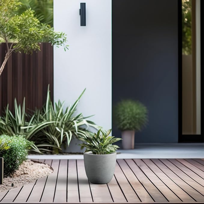 Kante 10 Inch Dia Round Concrete Planter, Indoor Outdoor Large Plant Pot - Image 5