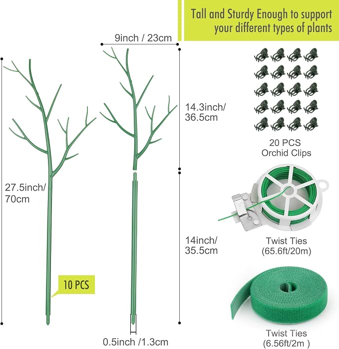 10 Pack Plant Support Stakes for Indoor Plants, 27.56 Inch Twig Plant Sticks - Image 2