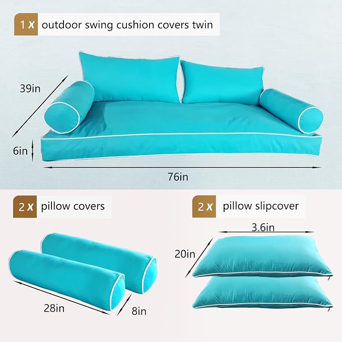 Outdoor Daybed Cushion Cover Twin, Waterproof Twin Size Outdoor Daybed Mattress - Image 3