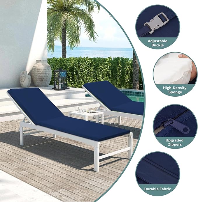 Outdoor Chaise Lounge Cushions for Patio, Waterproof Replacement Seat Cushions - Image 3