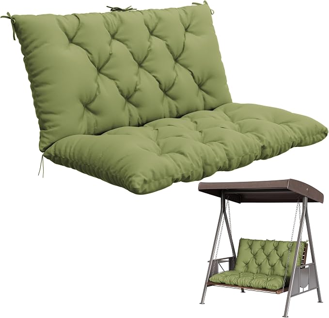 Porch Swing Cushion with Backrest, Waterproof Bench Cushion by Pakunoda