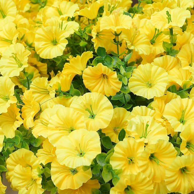 Artificial Flowers for Outdoors, UV Resistant Fake Silk Morning Glory, - Image 4