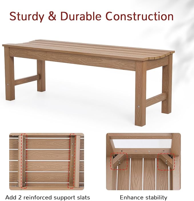 Stoog Outdoor Bench, 2-Person Outdoor Poly Lumber Backless Bench, Weatherproof - Image 5