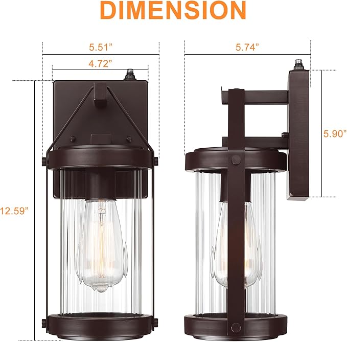 LONEDRUID 2 Pack Dusk to Dawn Sensor Outdoor Wall Sconce Lighting Waterproof - Image 6