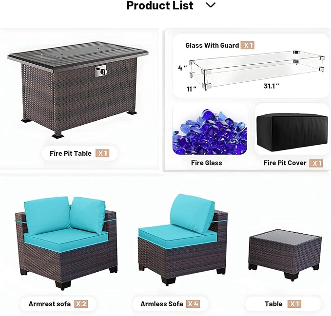 Kullavik 8 Pieces Outdoor Patio Furniture Set - Image 6