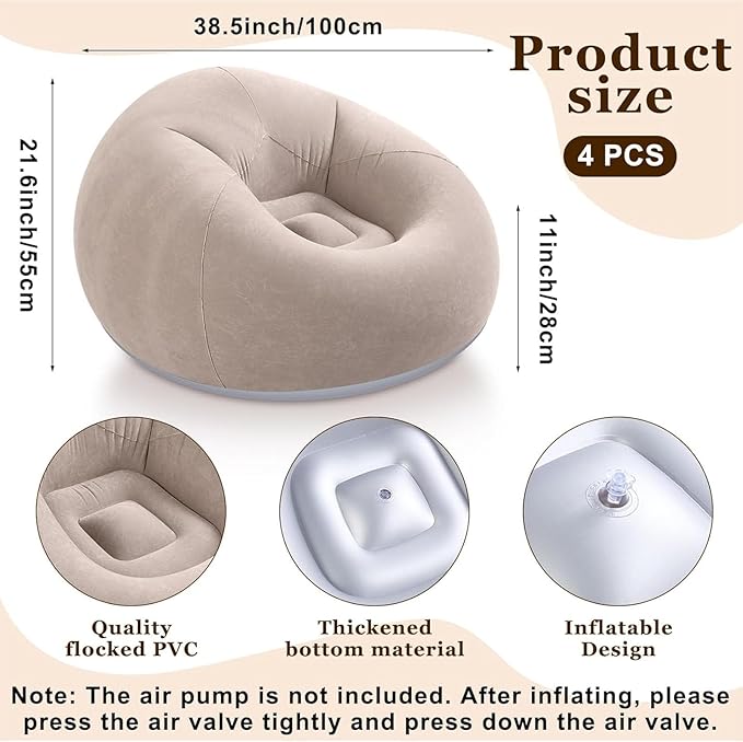 Realspring Inflatable Bean Bag Chairs Outdoor Blow up Camping Chairs Inflatable - Image 3