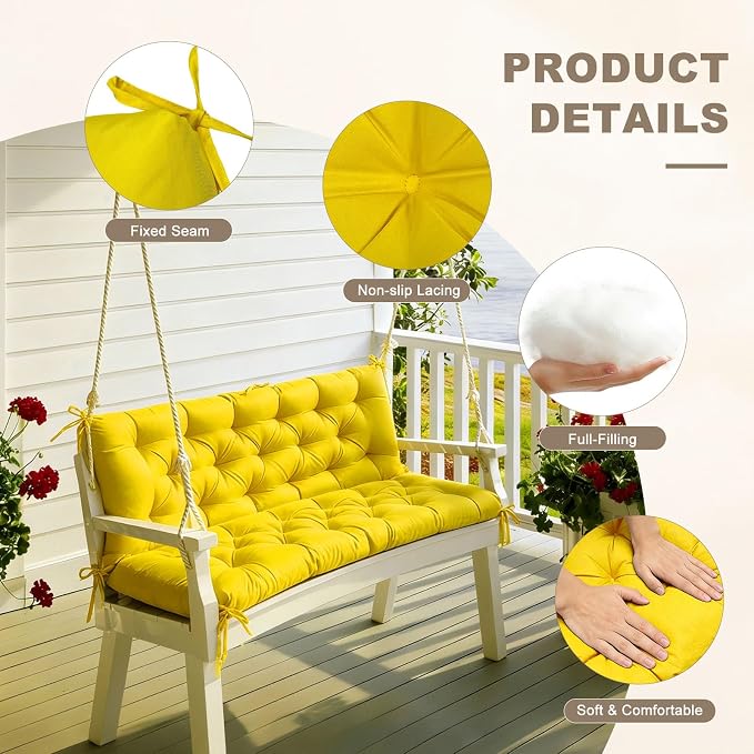 Porch Swing Cushion with Backrest, Waterproof Bench Cushion - Image 5
