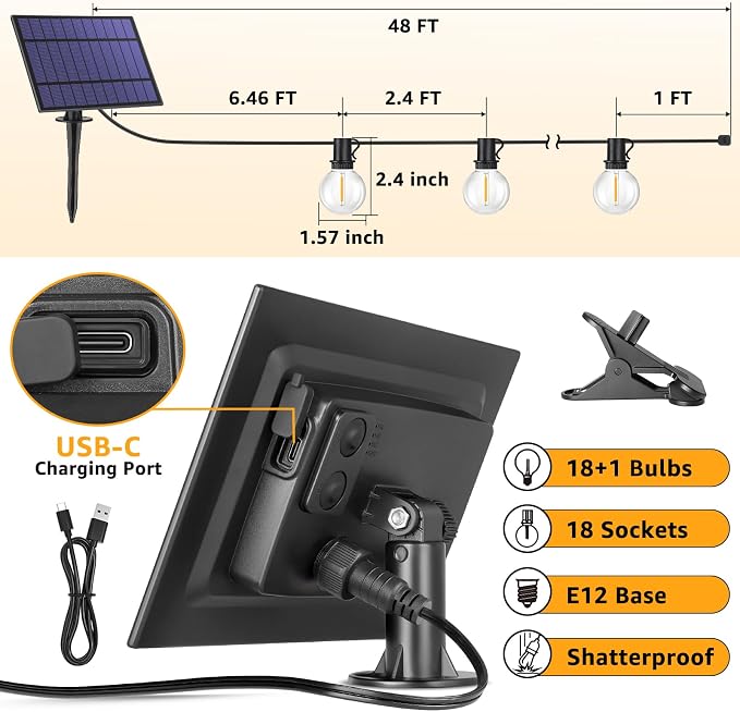 Mlambert 96FT Solar String Lights - Image 7