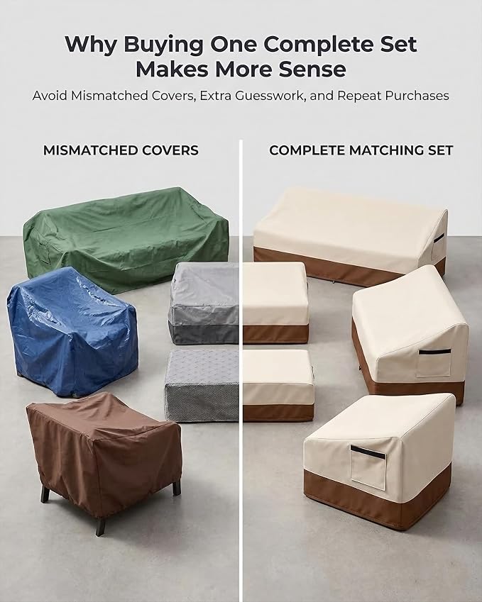 5 Piece Patio Furniture Cover Set, Waterproof Outdoor Furniture Covers - Image 9