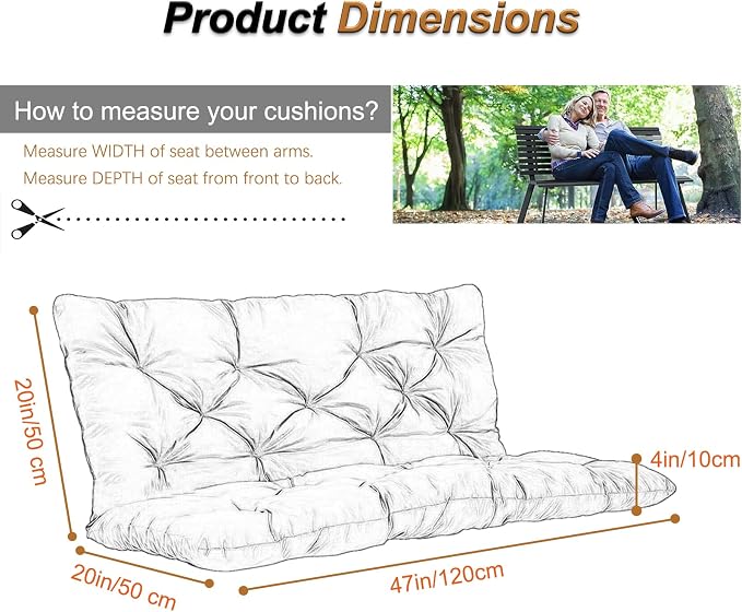 2-3 Seat Swing Replacement Cushion, Outdoor Bench Cushions - Image 6