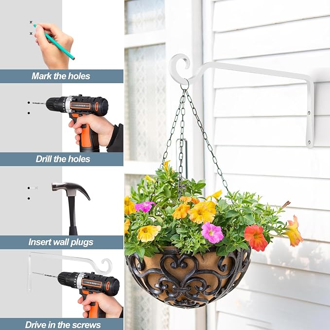 BOLITE Plant Hangers, 10 Inch Hanging Plant Brackets Outdoor Indoor, Wall Hooks - Image 8