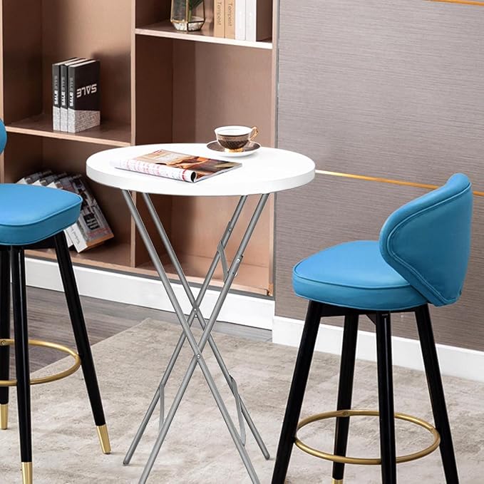 32in Cocktail Table, Plastic Folding Round High Top Indoor Outdoor Use - Image 4