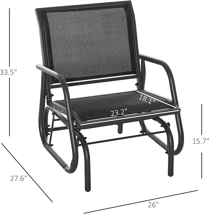Outsunny Porch Glider, Metal Frame Swing Glider Chair - Image 3
