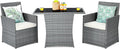 Tangkula 3 Pieces Patio Dining Set, Patiojoy Space-Saving PE Rattan Bistro Set by TANGKULA