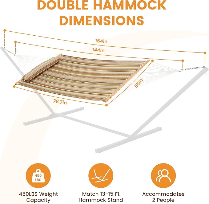 Lazy Daze Hammocks 12 FT Quilted Fabric Double Hammock - Image 2