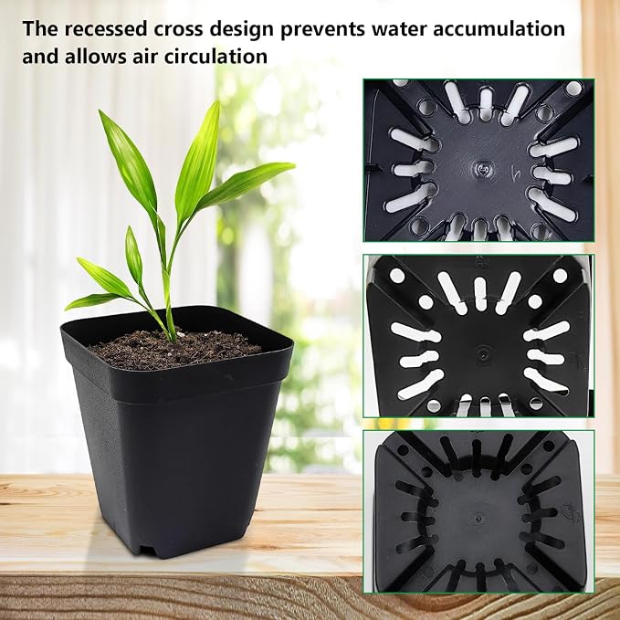 Square Nursery Pots 3" 120Pcs Deep Succulent Plastic Pots Small Flower Planter - Image 4