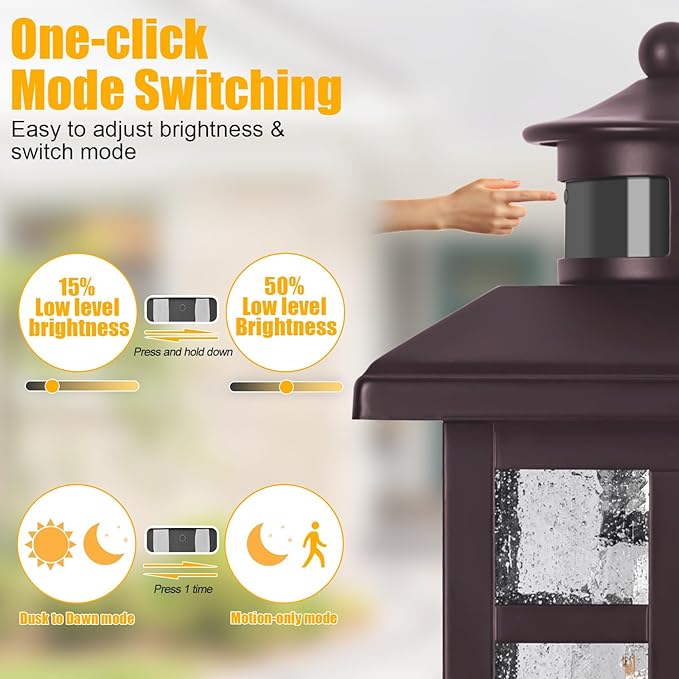 Updated Dusk to Dawn Porch Light, Exterior Light Fixtures Wall Mount Oil Rubbed - Image 3