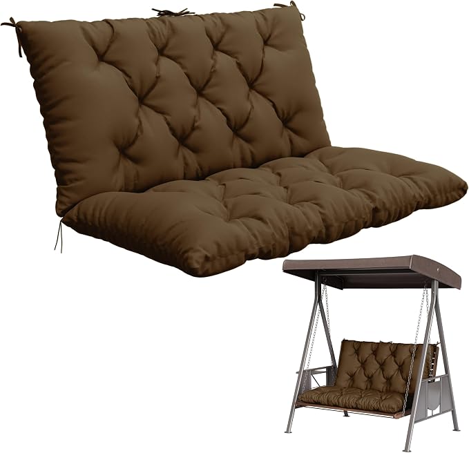 Porch Swing Cushion with Backrest, Waterproof Bench Cushion by Pakunoda