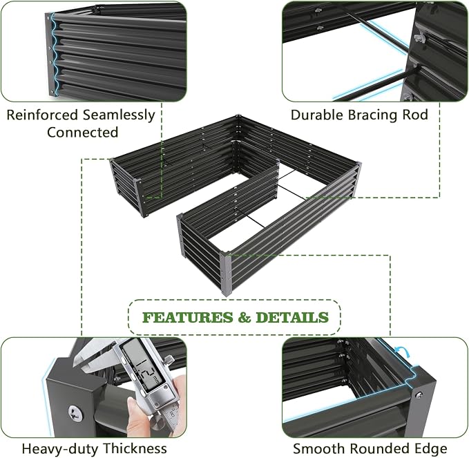 A ANLEOLIFE Set of 16, 18 Inch Tall Galvanized Raised Garden Beds Kit, - Image 5