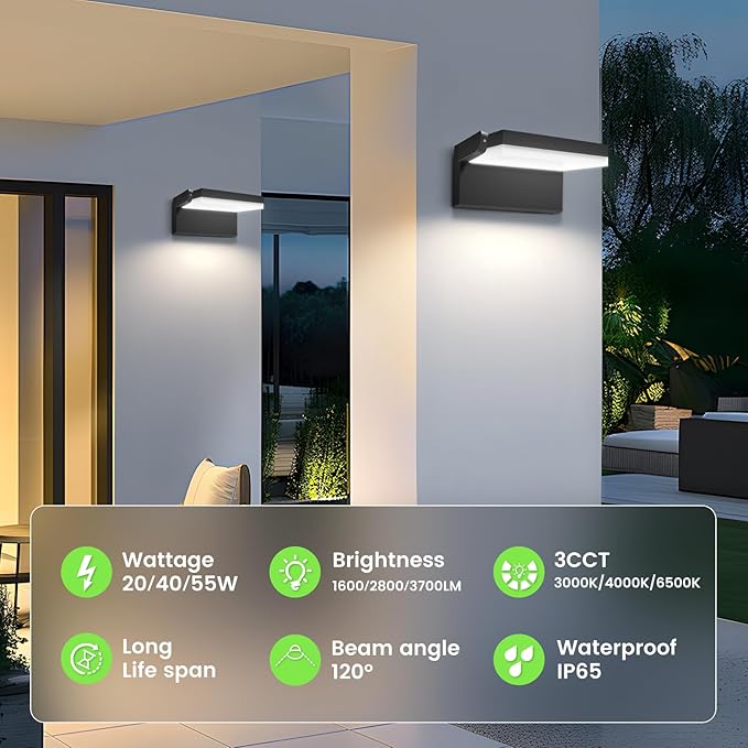 ALUSSO® 20W/40W/55W LED Flood Lights Outdoor, 360° Rotatable Outdoor Wall Light - Image 2