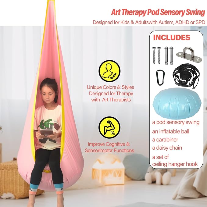 Kids Pod Swing Seat, Max 300 Lbs, Child Sensory Swing Chair Indoor & Outdoor - Image 3