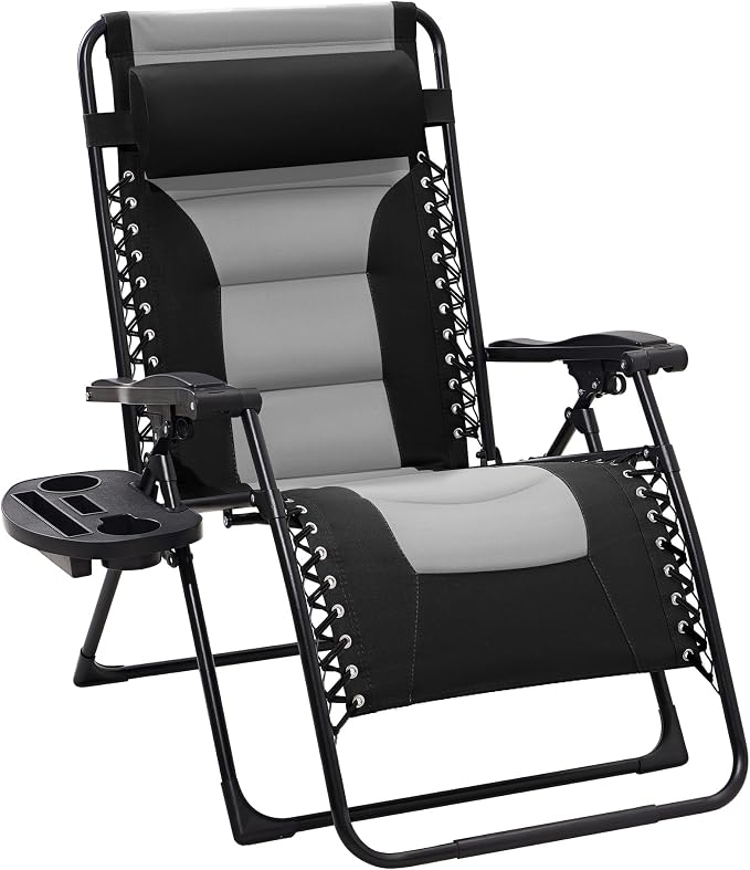 JEAREY Oversized Padded Zero Gravity Chairs, Folding Lounge Chair Outdoor Patio by JEAREYOutdoorsCollection