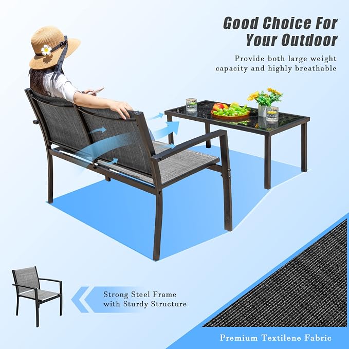 Devoko 4 Pieces Patio Furniture Set Outdoor Garden Patio Conversation Sets - Image 4