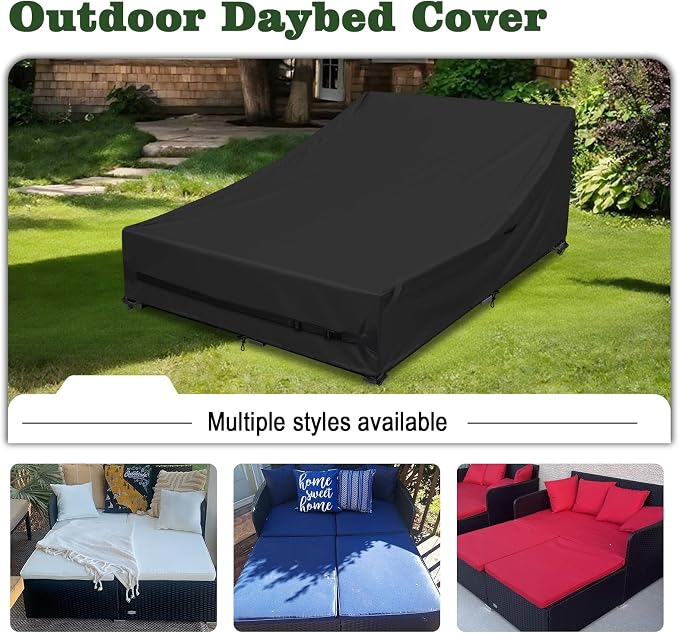 Outdoor Daybed Cover Heavy Duty 600D Weather-Resistant Waterproof Patio Sunbed - Image 3