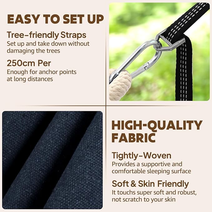 Chihee Cotton Hammock Large Soft Breathable Camping Hammock Holds Up to 660lbs - Image 6
