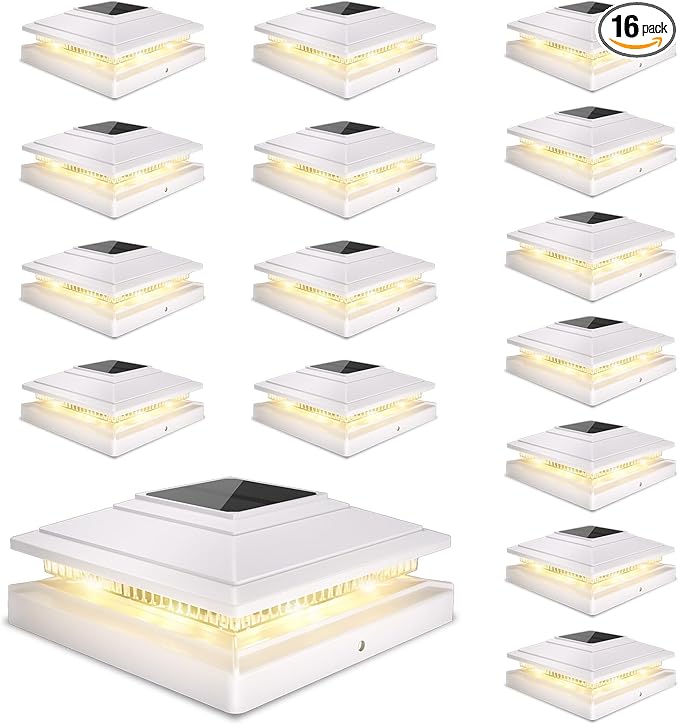 Solar Post Cap Lights Outdoor 16pack, Waterproof Fence Post Solar Lights by JOFIOS
